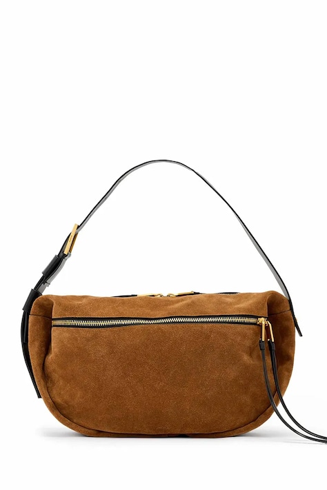 AllSaints torebka zamszowa kolor brązowy W568XD