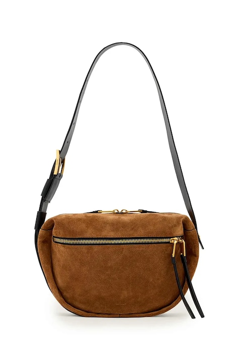 AllSaints torebka zamszowa kolor brązowy W566XD