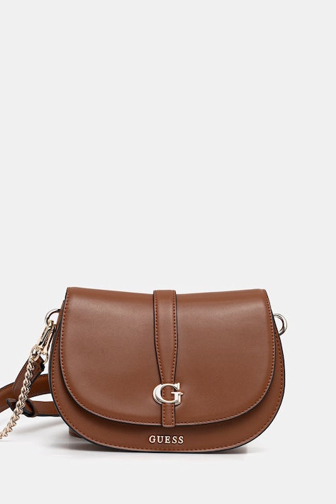 Τσάντα Guess CARRIE χρώμα: καφέ, HWVG98 96200