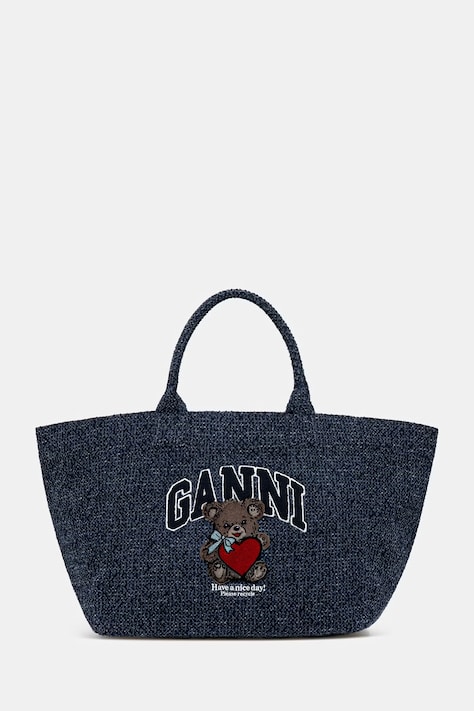 GANNI torebka tote damska bawełniana niebieska B2110041