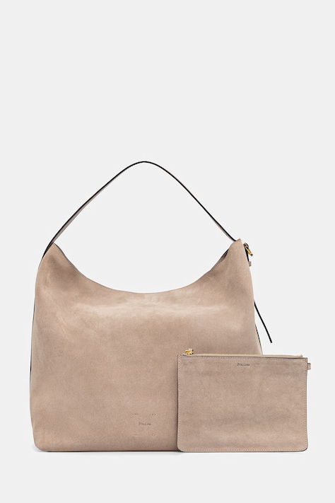 Τσάντα σουέτ Pollini χρώμα: μπεζ, PC4436PP1 QL1