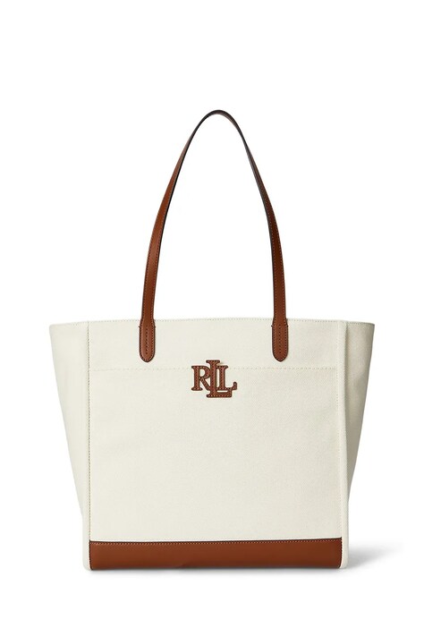 Lauren Ralph Lauren torebka bawełniana kolor beżowy 431982234