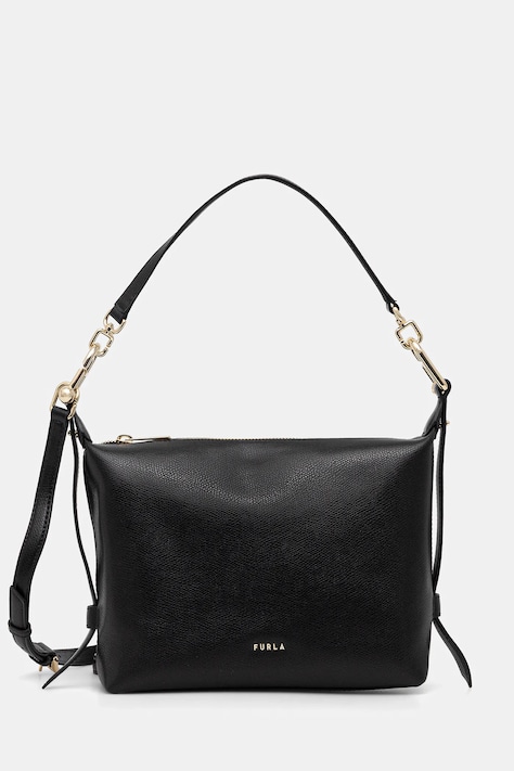 Δερμάτινη τσάντα Furla Tonie Mini Hobo χρώμα: μαύρο, WE00877 A.0023 O6000