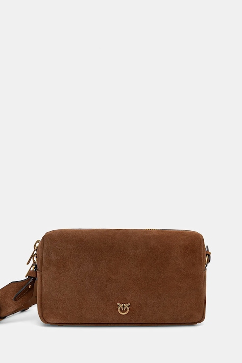 Pinko torebka zamszowa Horizontal kolor brązowy 106062 A0F6