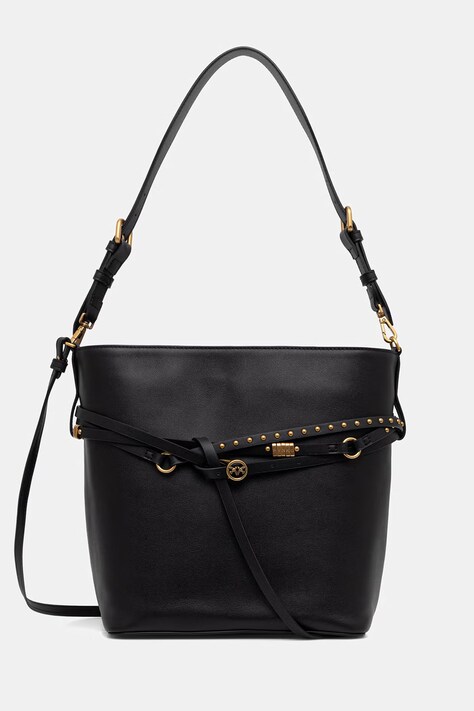 Pinko torebka worek damska skórzana czarna 106339 A0QO