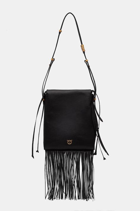 Δερμάτινη τσάντα Pinko χρώμα: μαύρο, 106448 A0QO