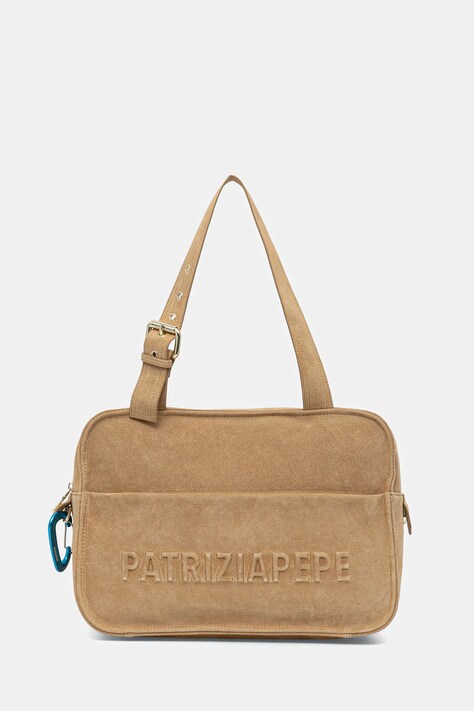 Patrizia Pepe torebka zamszowa kolor beżowy 2B0125 L152