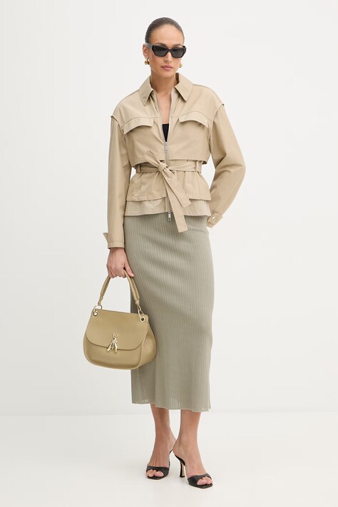 Patrizia Pepe torebka skórzana kolor beżowy 8B0312 L162