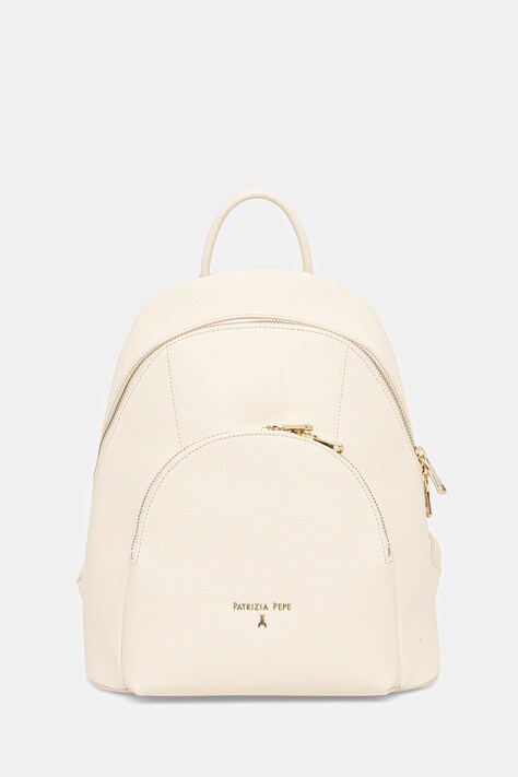 Patrizia Pepe plecak skórzany damski kolor beżowy mały gładki 8B0325 L001