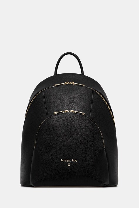 Patrizia Pepe plecak skórzany damski kolor czarny mały gładki 8B0325 L001