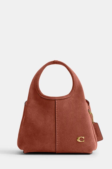 Coach torebka crossbody damska zamszowa Suede Lana Shoulder Bag 19 brązowa CCY33