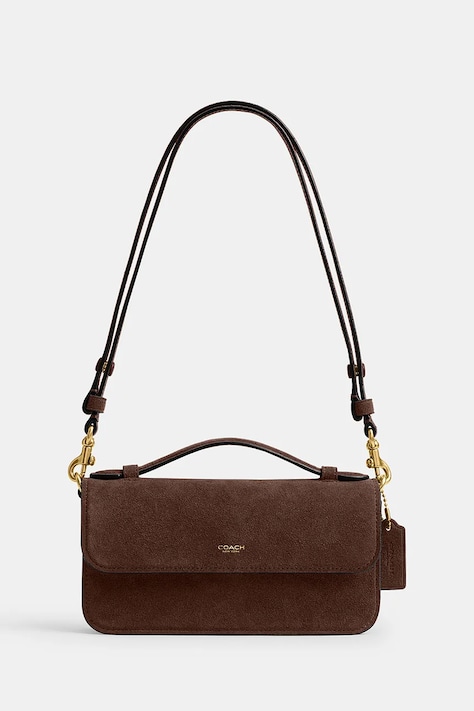 Coach Torebka bagietka damska zamszowa New York Elora brązowa CDD59