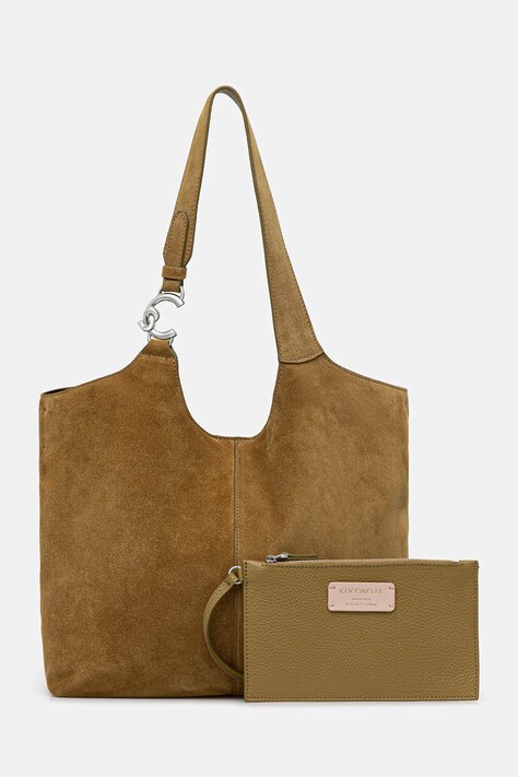 Coccinelle torebka zamszowa kolor zielony E1 THE 11 02 01