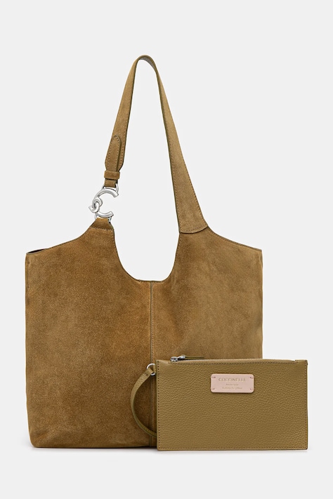 Coccinelle torebka zamszowa kolor zielony E1 THE 11 02 01