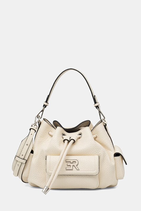 ERMANNO Firenze torebka worek damska z imitacji skóry beżowa 12402103