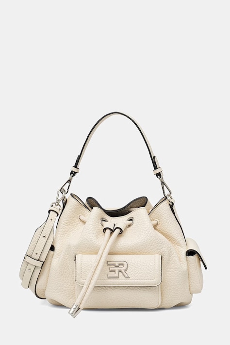 ERMANNO Firenze torebka worek damska z imitacji skóry beżowa 12402103