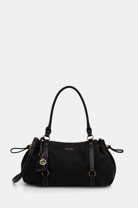 Liu Jo torebka shopper damska z imitacji zamszu czarna AA6082 E1116
