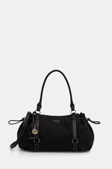 Liu Jo torebka shopper damska z imitacji zamszu czarna AA6082 E1116