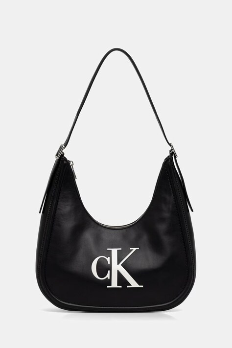 Calvin Klein torebka bagietka damska z imitacji skóry czarna LV04F3427G