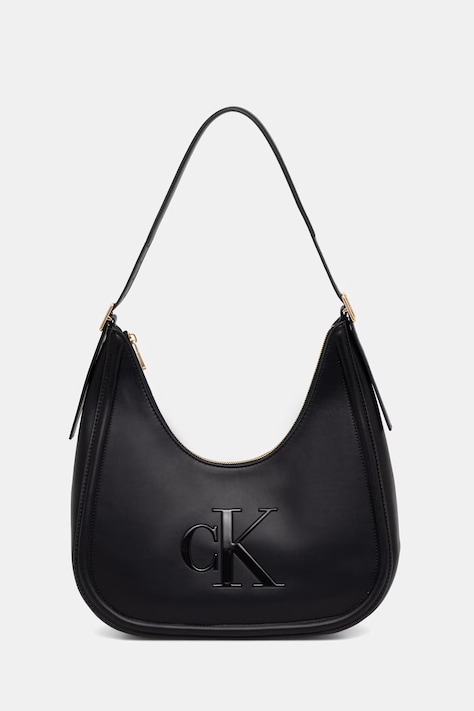 Calvin Klein torebka bagietka damska z imitacji skóry czarna LV04F3427G