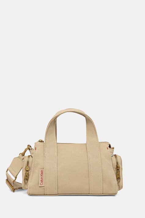Calvin Klein torebka crossbody damska bawełniana beżowa LV04F3464G