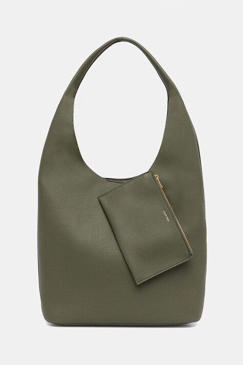 Calvin Klein torebka worek damska z imitacji skóry zielona LV04F3596G