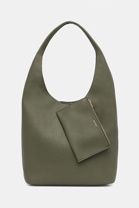 Calvin Klein torebka worek damska z imitacji skóry zielona LV04F3596G