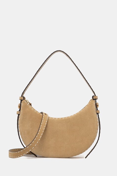 Tory Burch torebka zamszowa Romy kolor beżowy 178680