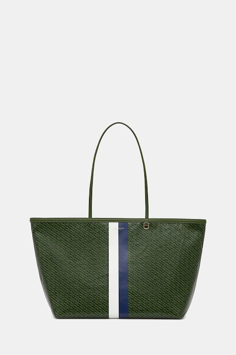 Tory Burch torebka tote damska z imitacji skóry The Racer zielona 178726