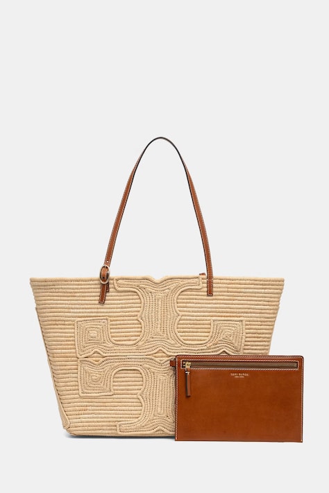 Tory Burch torebka shopper damska Ella beżowa 181326