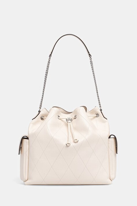 Tory Burch torebka worek damska skórzana Charlie beżowa 185830