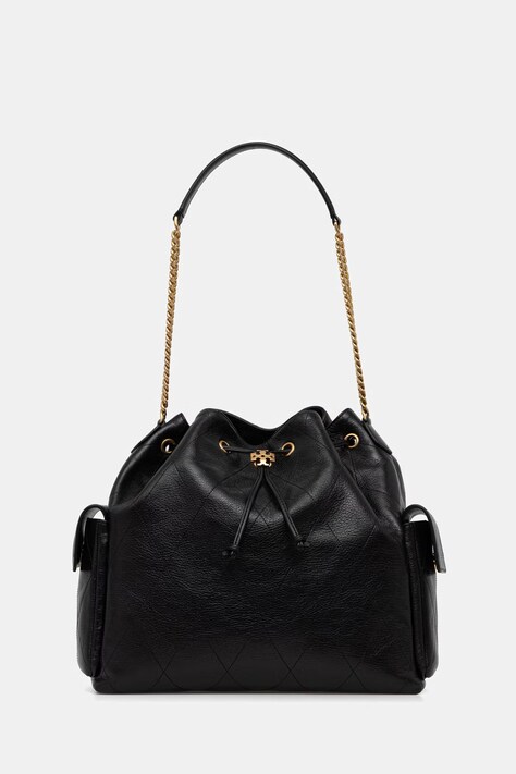 Tory Burch torebka worek damska skórzana Charlie czarna 185830