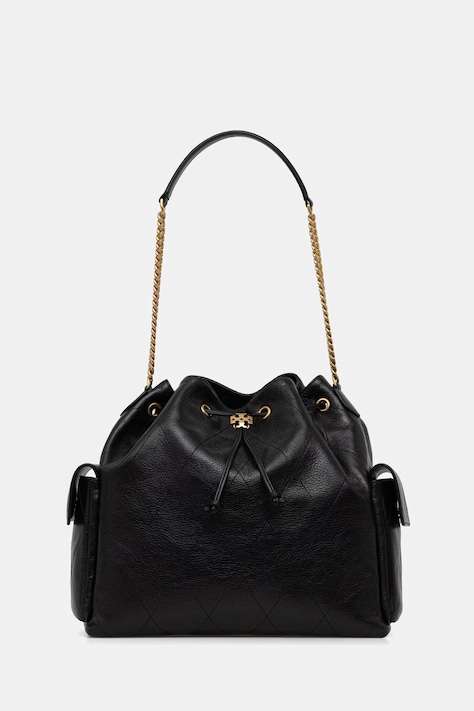 Tory Burch torebka worek damska skórzana Charlie czarna 185830