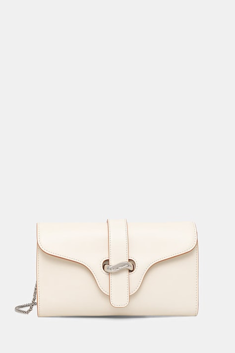 Emporio Armani torebka skórzana kolor beżowy EW004420 AF25356