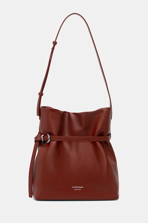 Emporio Armani torebka shopper damska skórzana bordowa EW004751 AF13383