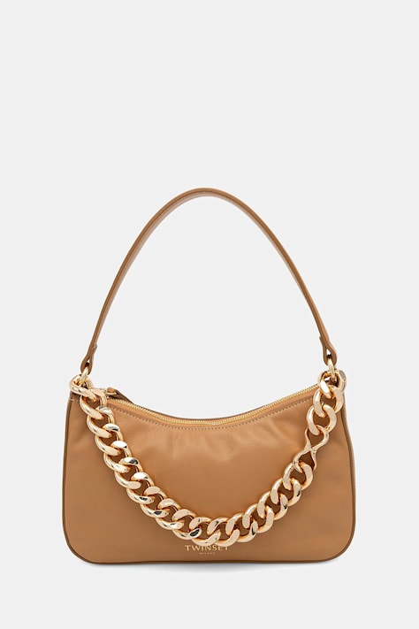 Шкіряна сумочка Twinset колір бежевий 999TB7012