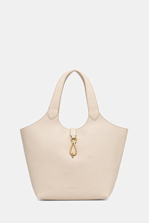 Twinset torebka skórzana kolor beżowy 261TB7130