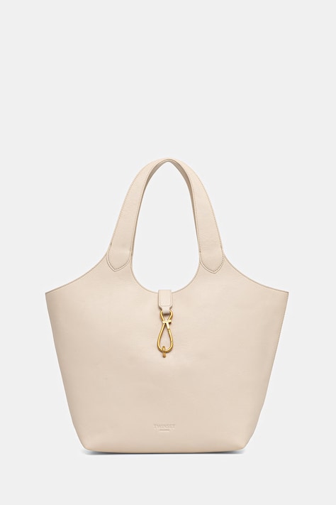 Twinset torebka skórzana kolor beżowy 261TB7130