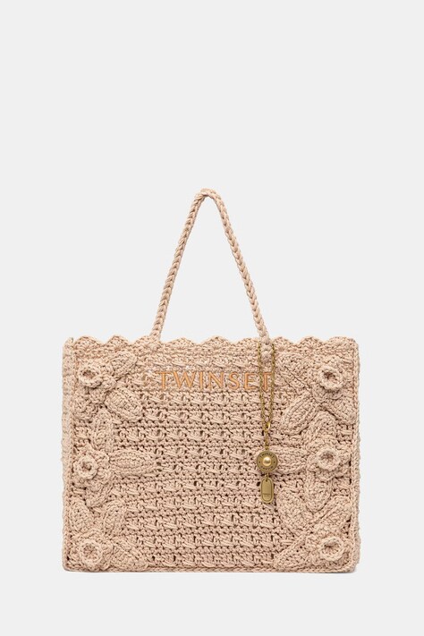 Twinset torebka shopper damska pleciona beżowa 261TB7510