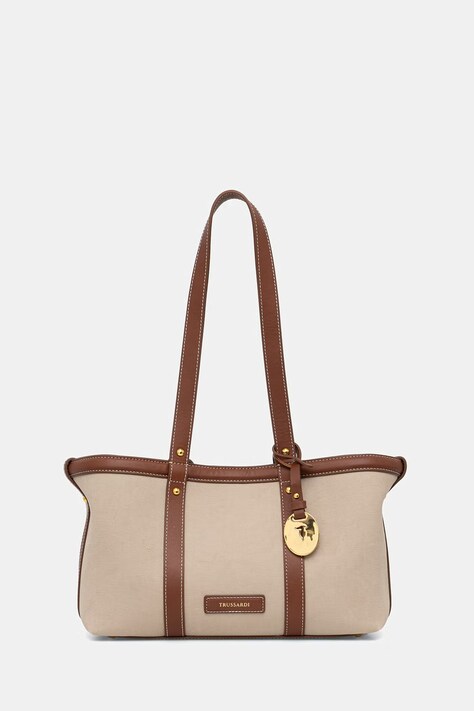 Trussardi Torebka shopper damska bawełniana beżowa Z774E006475N