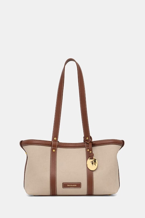 Trussardi Torebka shopper damska bawełniana beżowa Z774E006475N