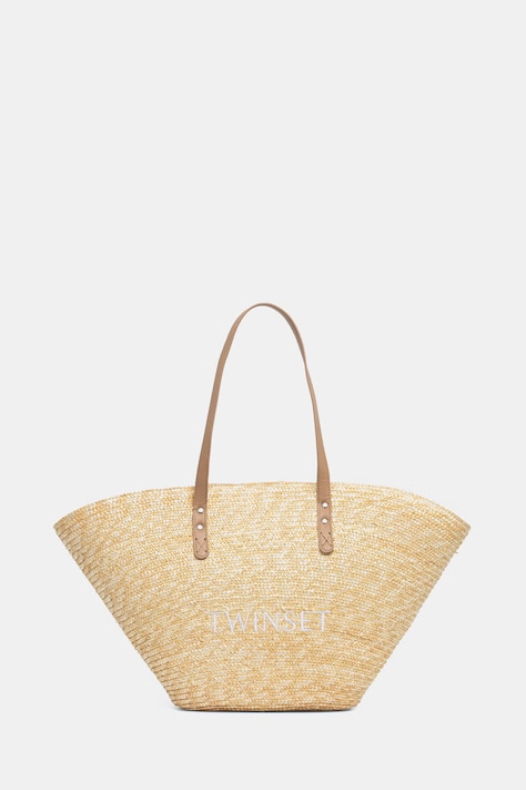 Twinset torba za plažu za žene pletena bež 261LM8AHH