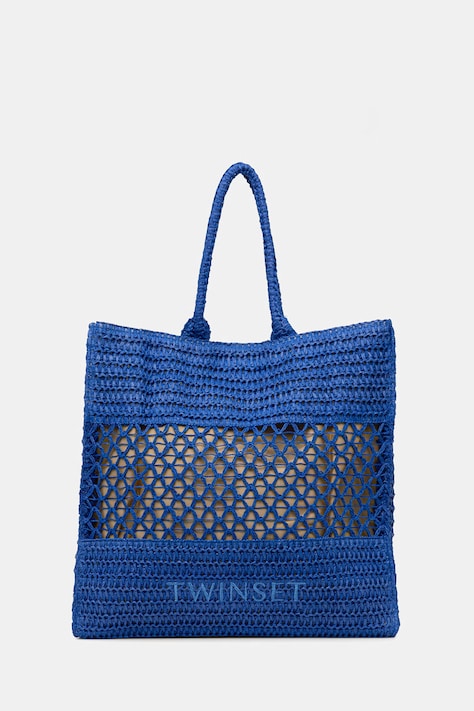 Twinset torba plażowa damska pleciona niebieska 261LM8ACC