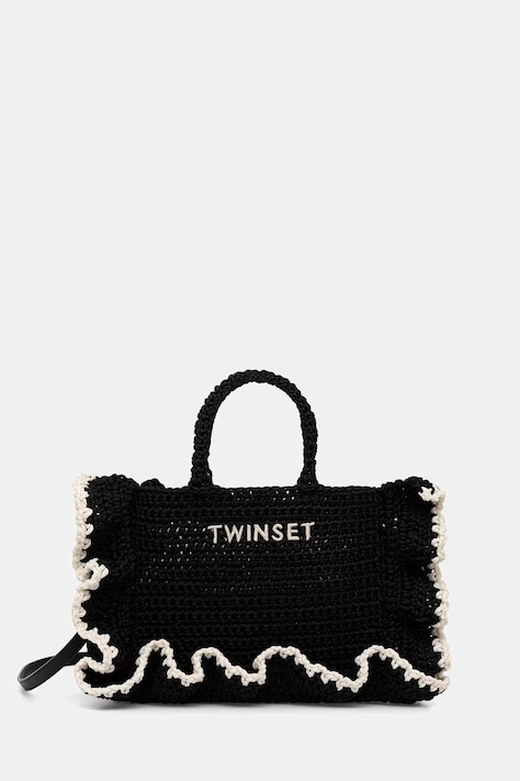 Twinset borsa a tracollo da donna intrecciata nera 261TD8291
