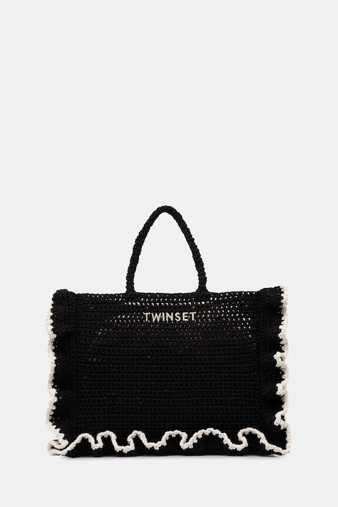Twinset Сумка-шопер жіноча плетена чорна 261TD8290
