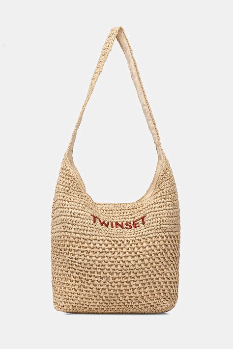 Twinset borsa da spiaggia da donna intrecciata beige 261TD8310