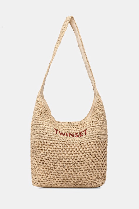 Twinset borsa da spiaggia da donna intrecciata beige 261TD8310