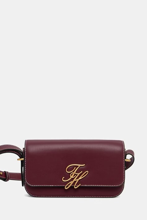 Tommy Hilfiger listonoszka damska skórzana bordowa AW0AW18399