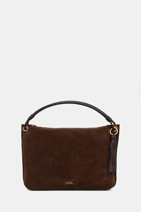 Tommy Hilfiger torebka damska zamszowa brązowa AW0AW18402