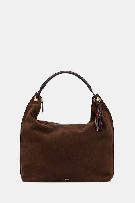 Tommy Hilfiger шопинг чанта дамска от велур кафява AW0AW18403